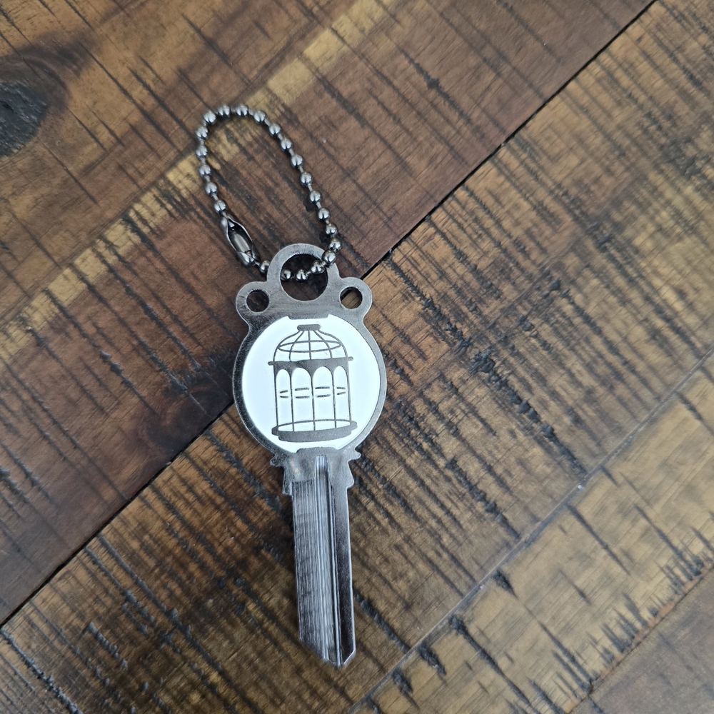 Loot Crate Silver Key with Birdcage Design